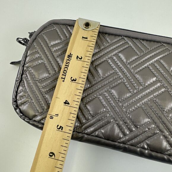 Lug Coupe XL Convertible Crossbody Bag Gray Metallic Quilted Double Zip Travel - Picture 12 of 13